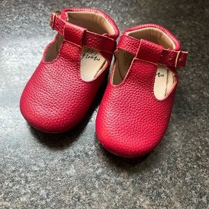 Monkey Feet Red T‑Strap Baby Walker Shoes
